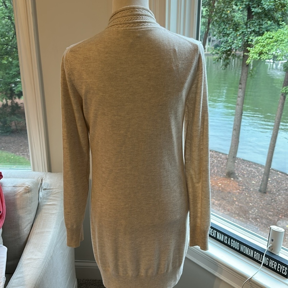 The White Company Oatmeal Merino/Cotton Long Open Cardigan, Medium, VGUC - Picture 6 of 8
